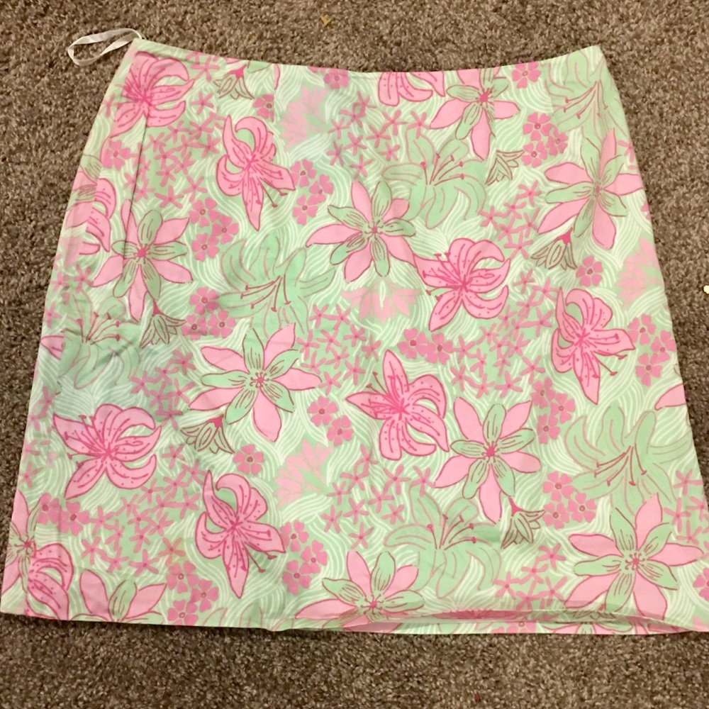 Lilly Pulitzer Tropical Green Pink Skirt Size 12